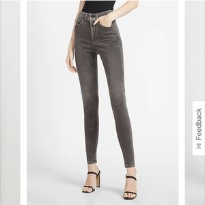 NEW EXPRESS High Waisted Luxe Comfort Knit Dark Grey Skinny Jeans (4R)